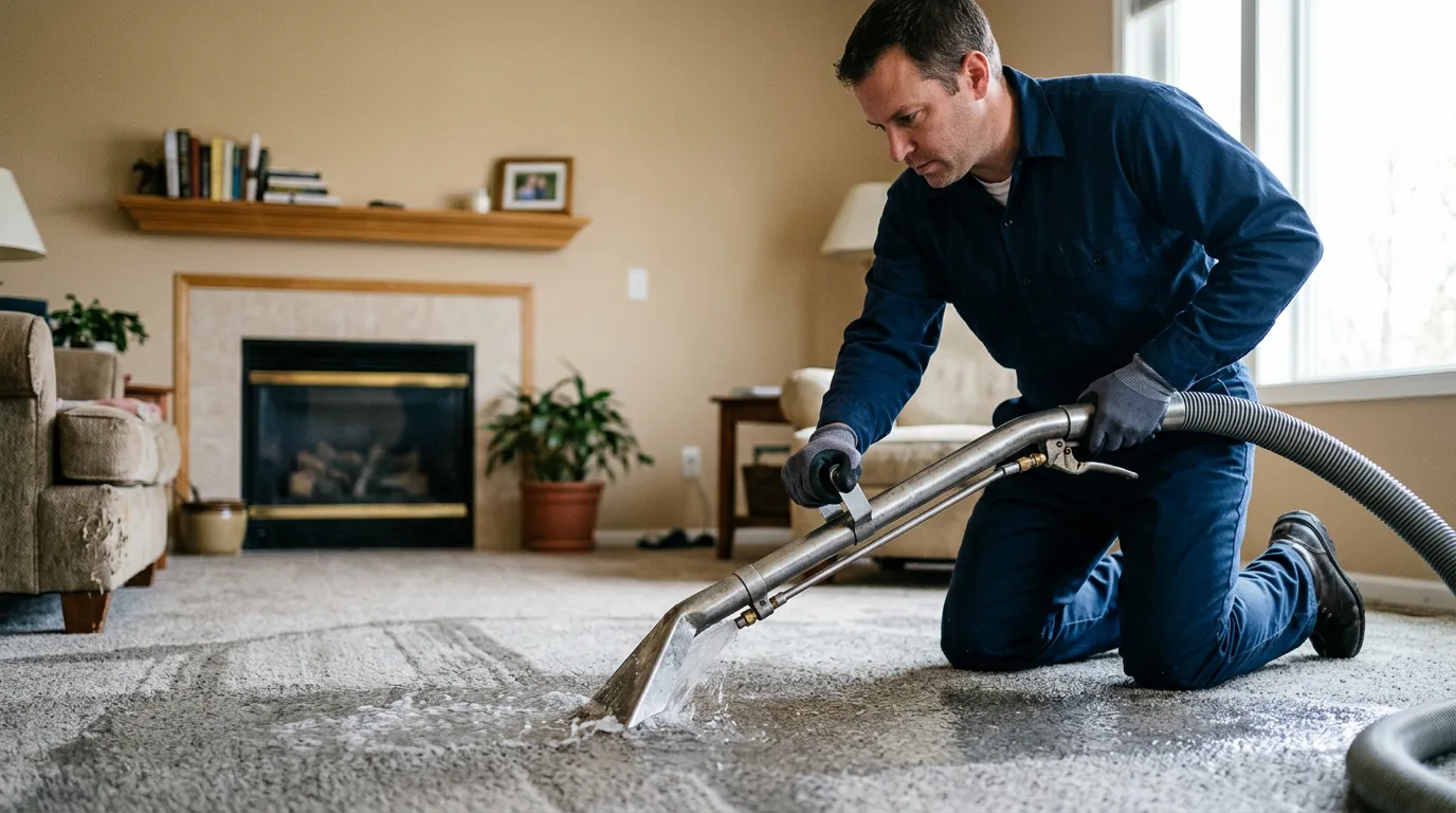 Water damage restoration technician working near Mather, PA